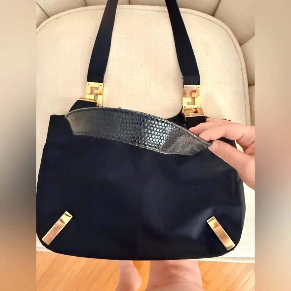 Fendi Vintage Lizard-Trimmed Shoulder Bag - Picture 5 of 13